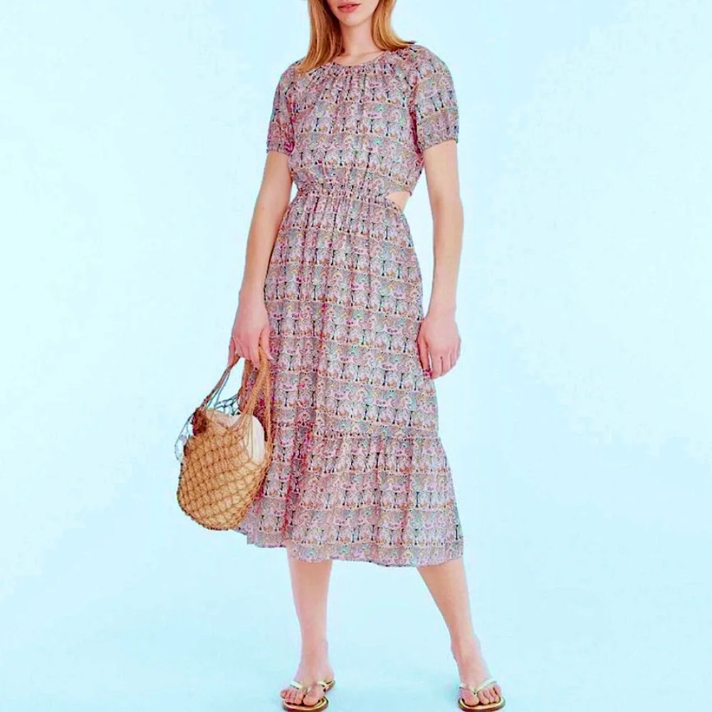 J. Crew Side Cutout Organic Cotton Dress Liberty Giorgia Duke Fabric